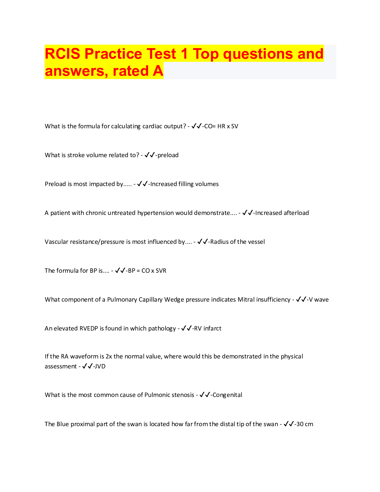 Preview image for RCIS Practice Test 1 Top questions and  answers, rated A